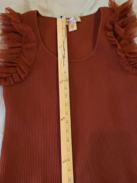 Bailey 44 Rust Ruffle Sleeve Ribbed Tank Top - Picture 9 of 11